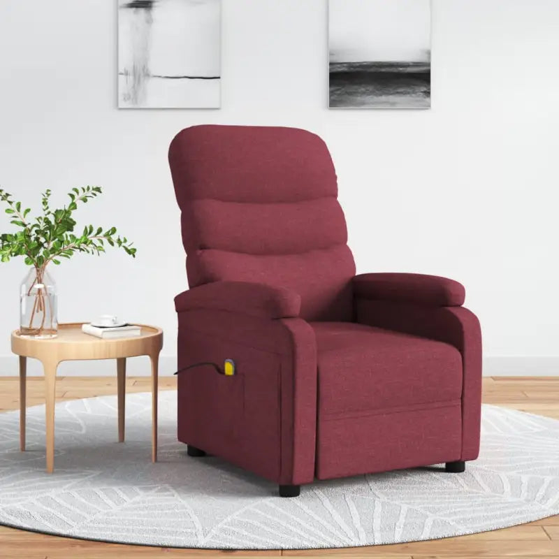 Elektrische massagefauteuil met verstelbare rug en voetensteun - Wijnrood / 1 - Elektrische massagestoelen