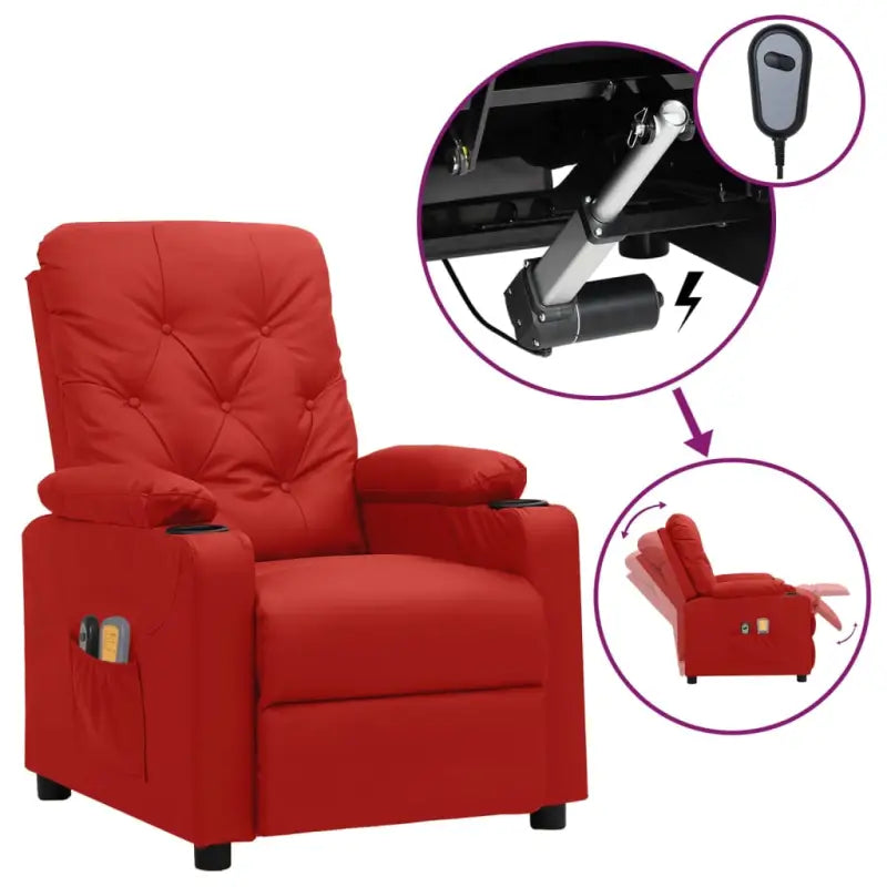 Elektrische massagefauteuil met verstelbare stoel voor ultiem comfort - Wijnrood / 1 - Elektrische massagestoelen