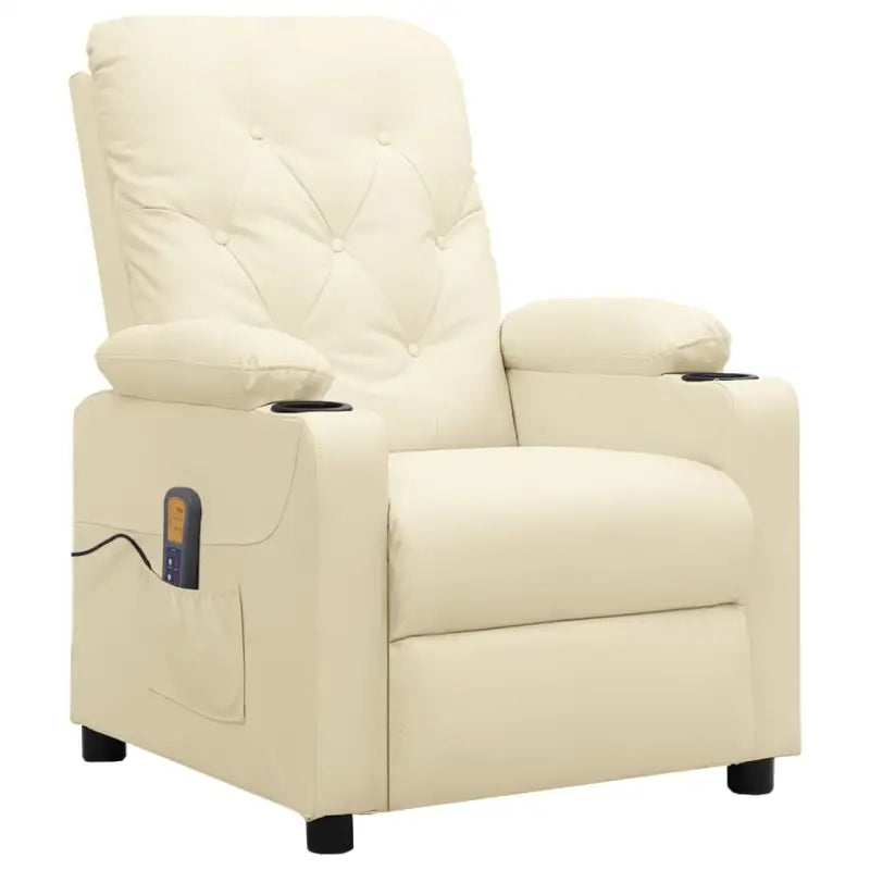 Elektrische massagestoel Met Verstelbare Rug en Voetensteun - Crème / 1 - Elektrische massagestoelen