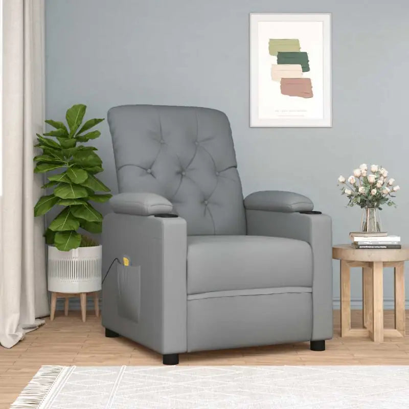 Elektrische massagestoel met verstelbare rugleuning en voetensteun - Lichtgrijs / 1 - Elektrische massagestoelen