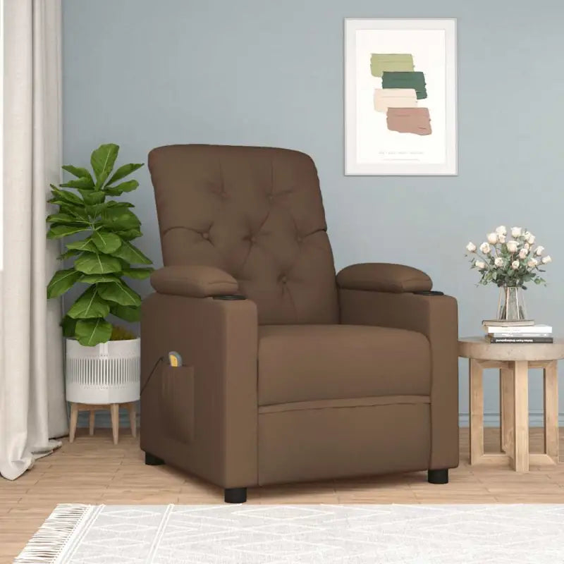 Elektrische massagestoel met verstelbare rugleuning en voetensteun - Bruin / 1 - Elektrische massagestoelen