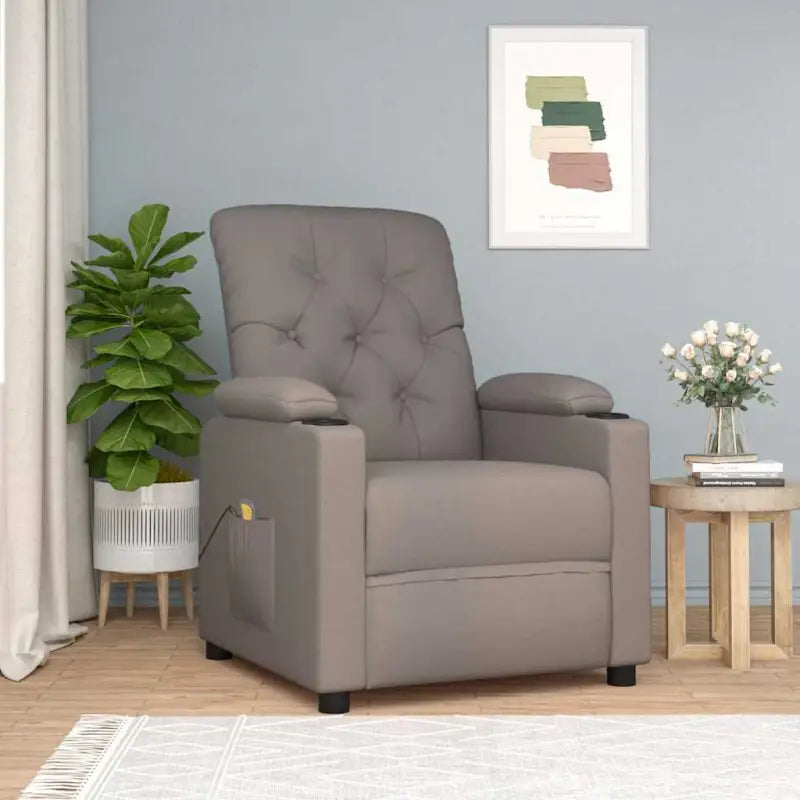 Elektrische massagestoel met verstelbare rugleuning en voetensteun - Taupe / 1 - Elektrische massagestoelen
