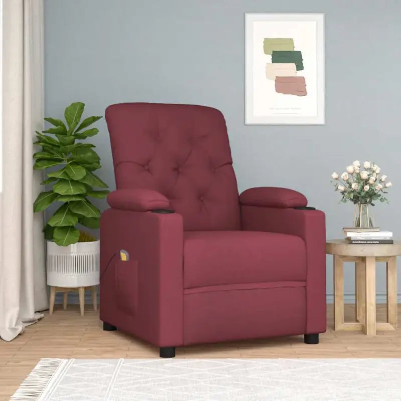 Elektrische massagestoel met verstelbare rugleuning en voetensteun - Wijnrood / 1 - Elektrische massagestoelen