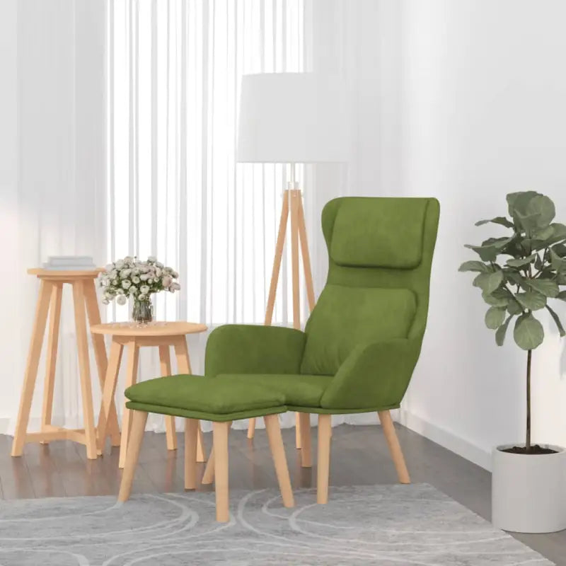 Fauteuil met optimaal zitcomfort en massief rubberwood poten - Lichtgroen / 1 / Met voetensteun - Fauteuils &