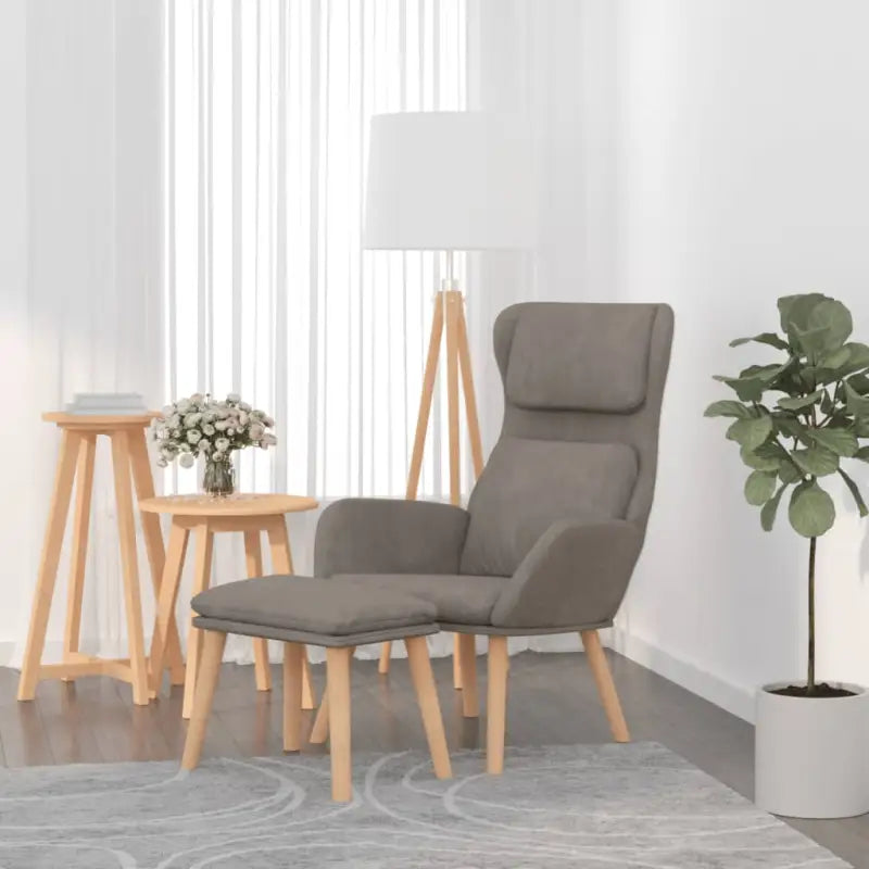 Fauteuil met optimaal zitcomfort en massief rubberwood poten - Lichtgrijs / 1 / Met voetensteun - Fauteuils &
