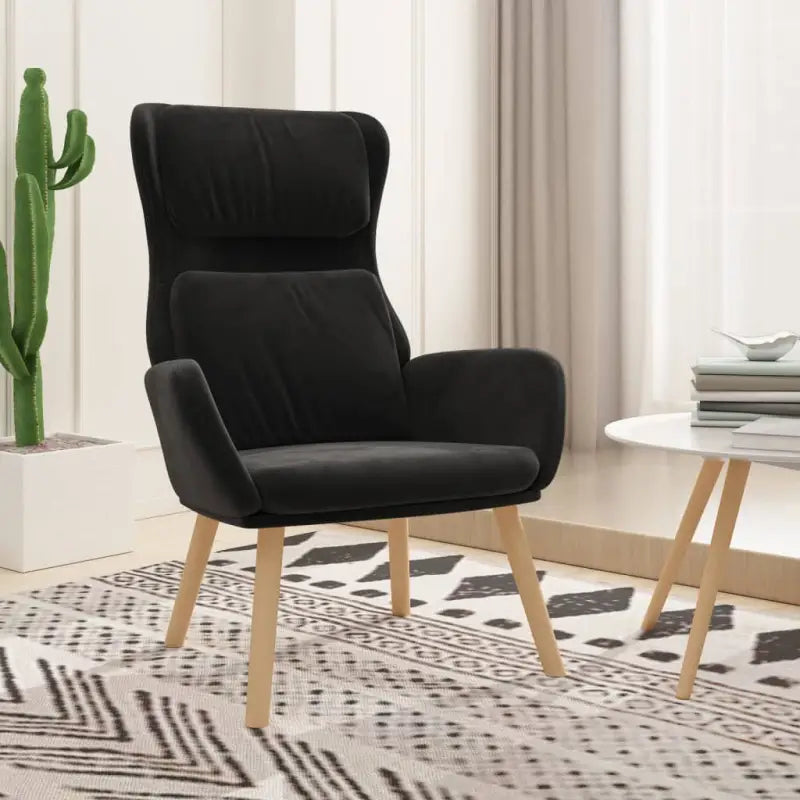 Fauteuil met optimaal zitcomfort en massief rubberwood poten - Zwart / 1 / Zonder voetensteun - Fauteuils &