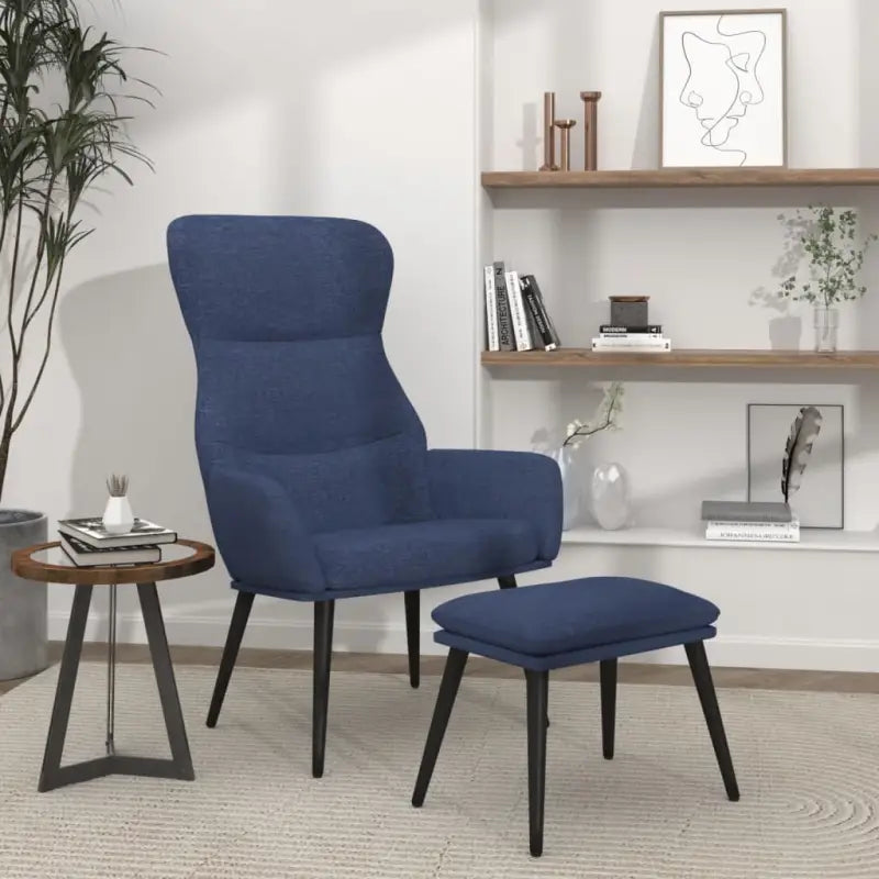 Fauteuil met optimaal zitcomfort en zachte stofbekleding - Blauw / 1 / Met voetensteun - Fauteuils & Relaxfauteuils
