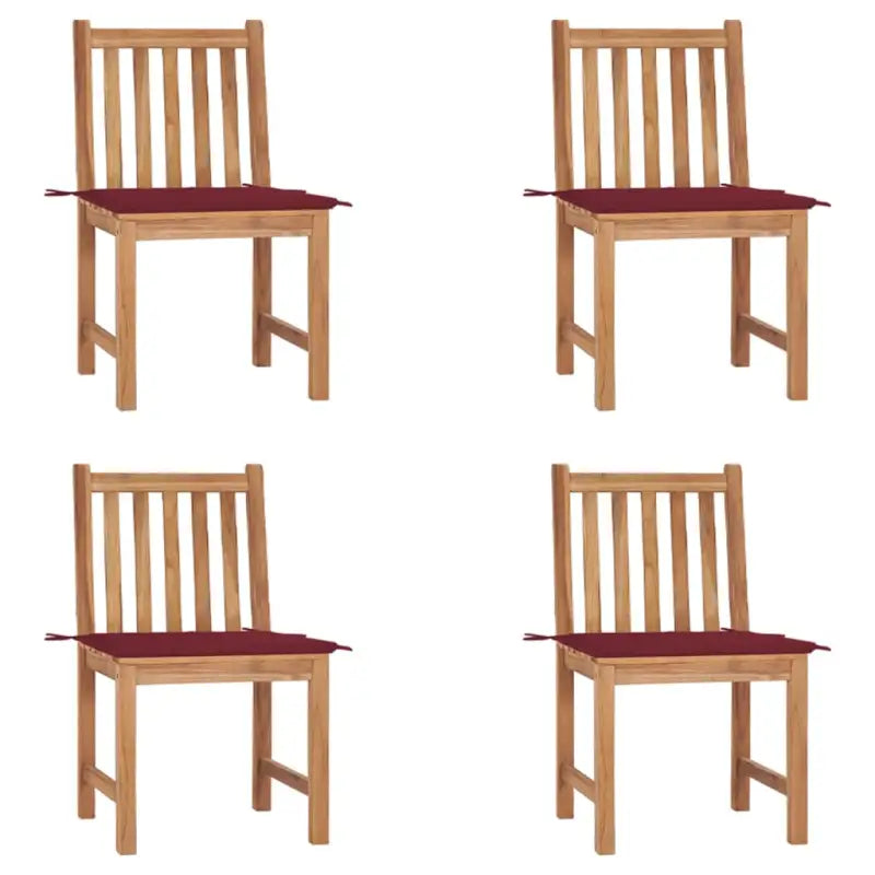 Fijn geschuurd houten tuinstoelenet voor comfort in tuin of terras - Wijnrood / 4 - Tuinstoelen