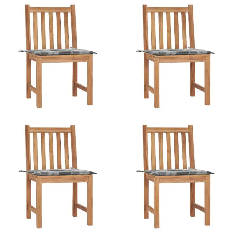 Fijn geschuurd houten tuinstoelenet voor comfort in tuin of terras - Grijs ruitpatroon / 4 - Tuinstoelen