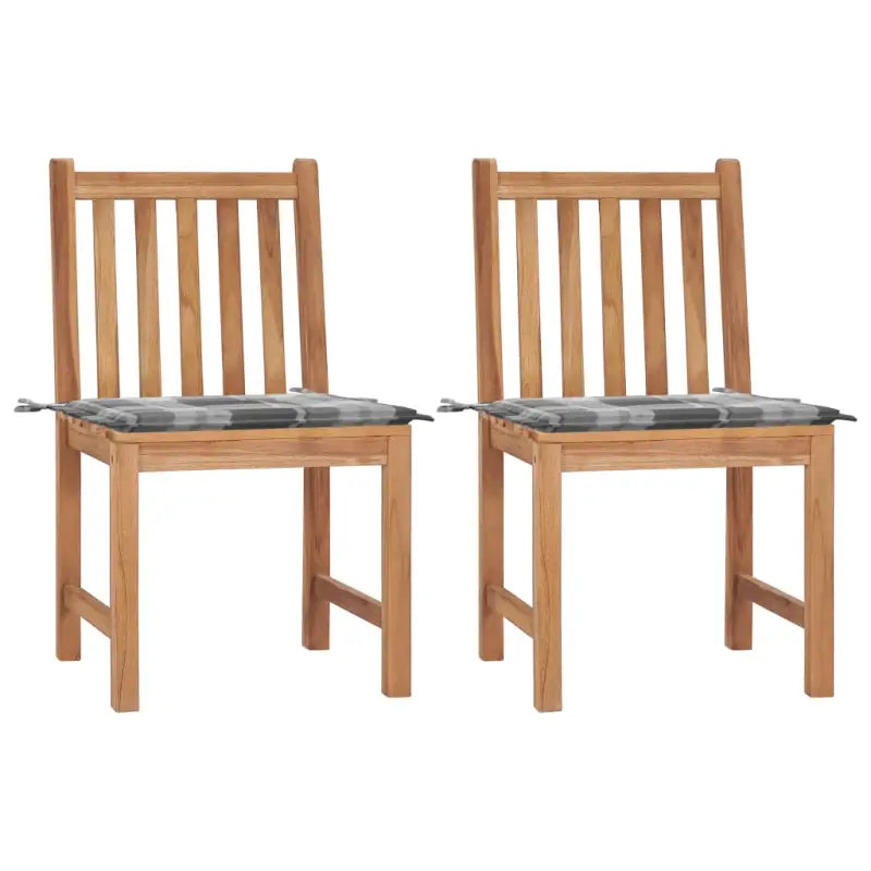 Fijn geschuurd houten tuinstoelenet voor comfort in tuin of terras - Grijs ruitpatroon / 2 - Tuinstoelen