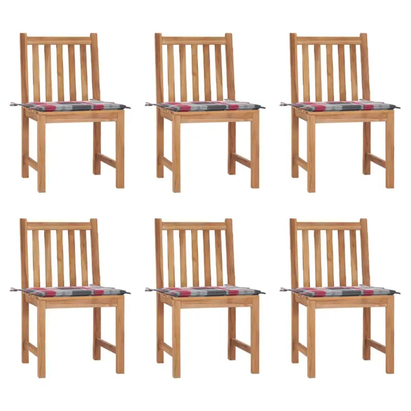 Fijn geschuurd houten tuinstoelenet voor comfort in tuin of terras - Rood ruitpatroon / 6 - Tuinstoelen