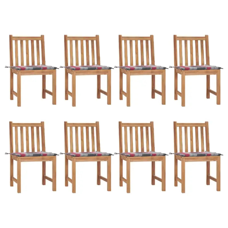 Fijn geschuurd houten tuinstoelenet voor comfort in tuin of terras - Rood ruitpatroon / 8 - Tuinstoelen