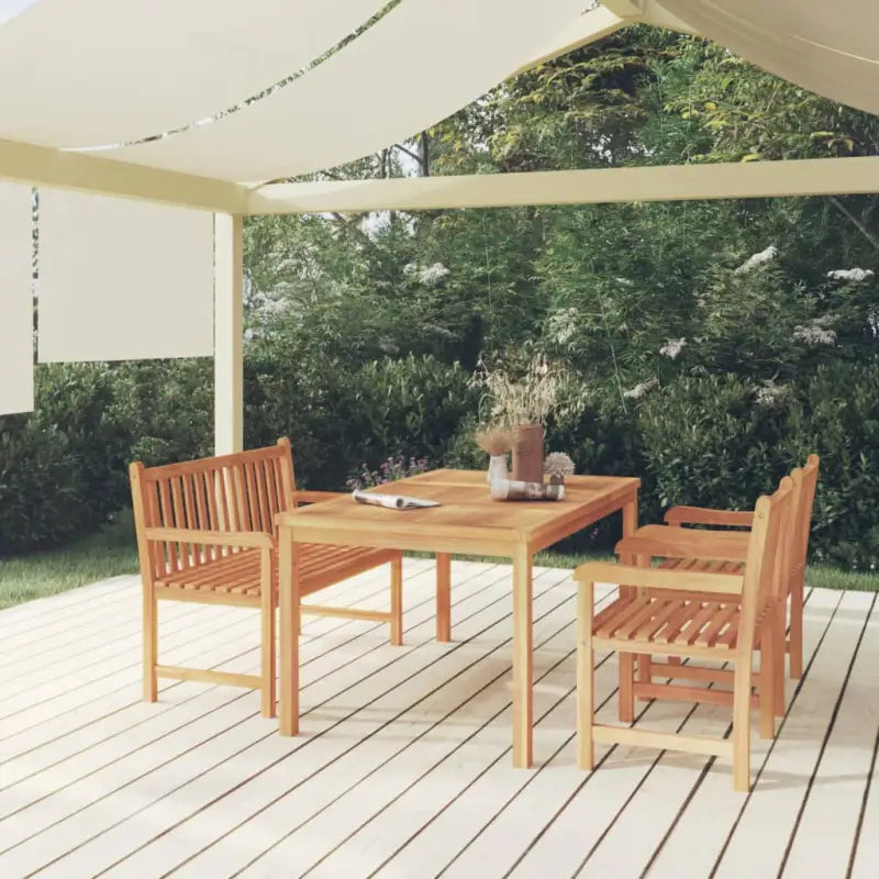 Fijn geschuurd teakhouten tuinset voor natuurlijke charme en duurzaamheid - Bank + 2x Fauteuil + Tafel - Tuinsets