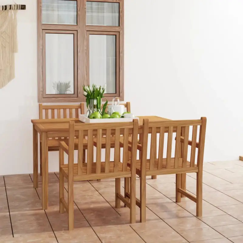 Fijn geschuurd teakhouten tuinset voor natuurlijke charme en duurzaamheid - 4x armstoel + tafel - Tuinsets
