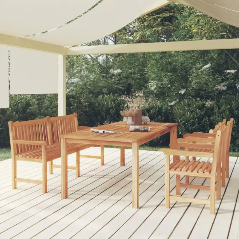 Fijn geschuurd teakhouten tuinset voor natuurlijke sfeer - Bank + 2x Fauteuil + Tafel - Tuinsets