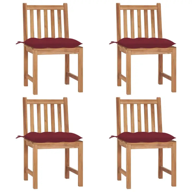 Fijn geschuurde houten tuinstoelen set voor in de tuin of op terras - Wijnrood / 4 - Tuinstoelen