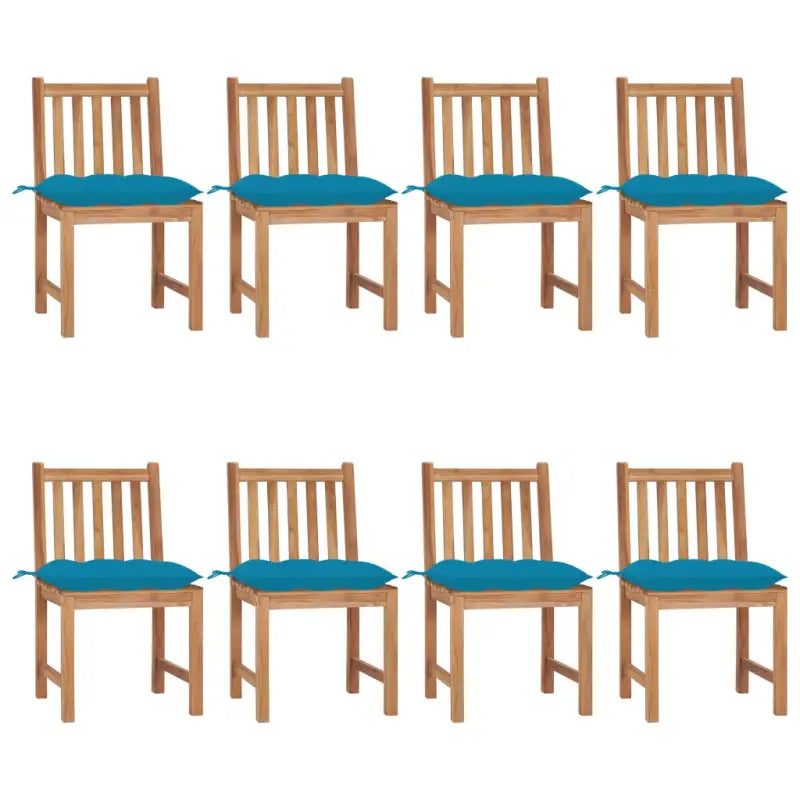 Fijn geschuurde houten tuinstoelen set voor in de tuin of op terras - lichtblauw / 8 - Tuinstoelen