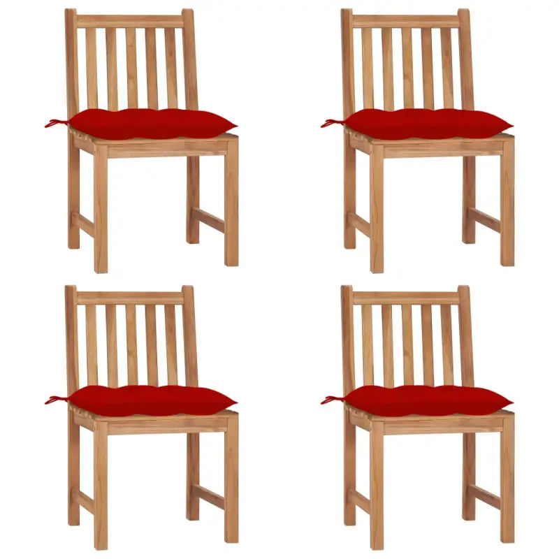 Fijn geschuurde houten tuinstoelen set voor in de tuin of op terras - Rood / 4 - Tuinstoelen