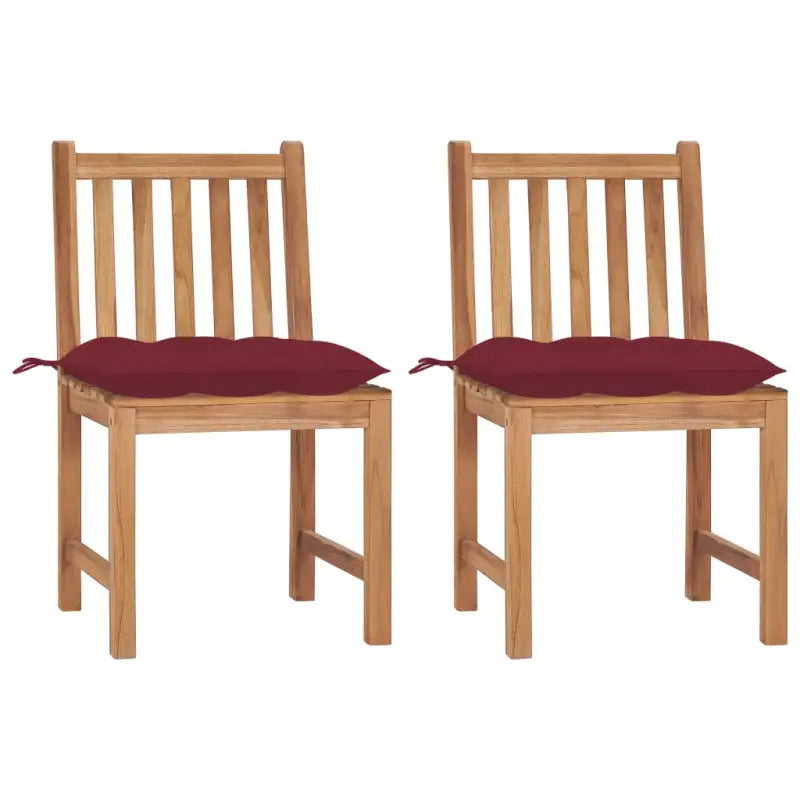 Fijn geschuurde houten tuinstoelen set voor in de tuin of op terras - Wijnrood / 2 - Tuinstoelen