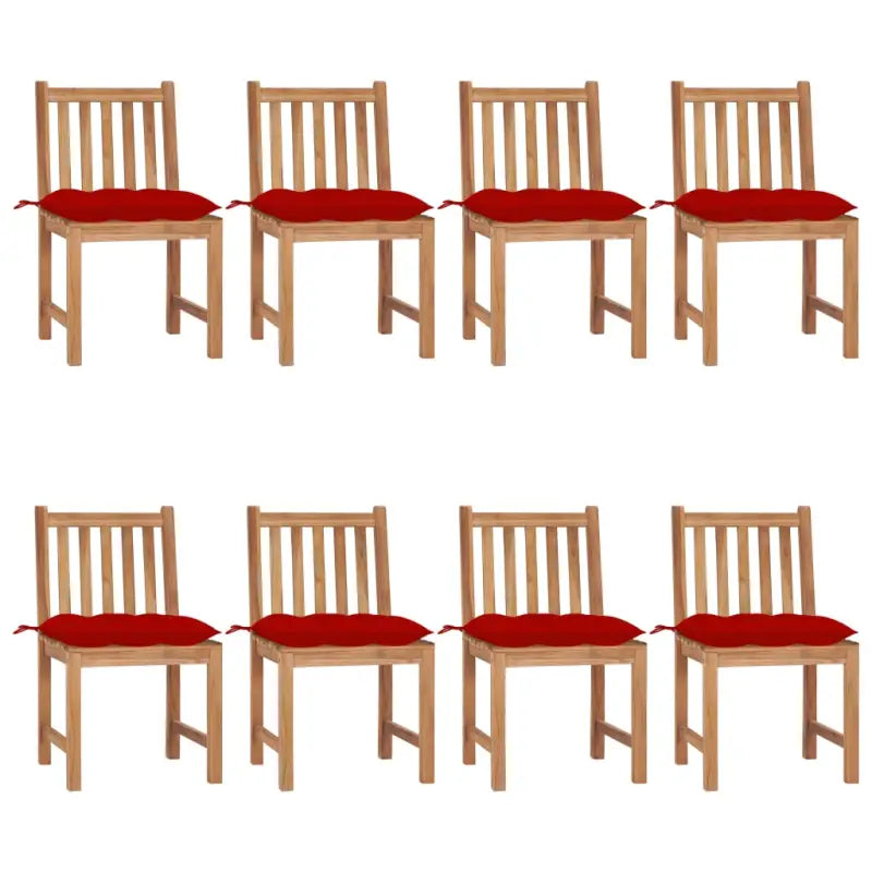 Fijn geschuurde houten tuinstoelen set voor in de tuin of op terras - Rood / 8 - Tuinstoelen