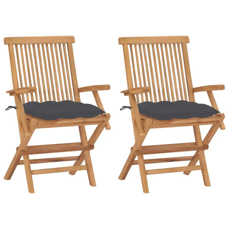 Fijn geschuurde houten tuinstoelen set voor terras en tuin - Antraciet / 2 - Tuinstoelen