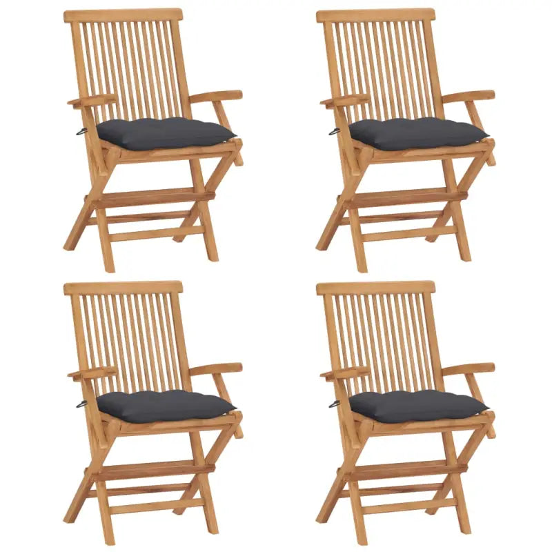 Fijn geschuurde houten tuinstoelen set voor terras en tuin - Antraciet / 4 - Tuinstoelen