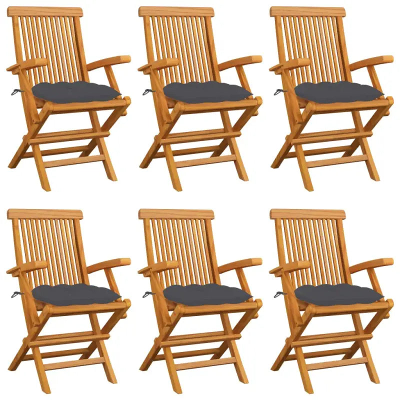 Fijn geschuurde houten tuinstoelen set voor terras en tuin - Antraciet / 6 - Tuinstoelen
