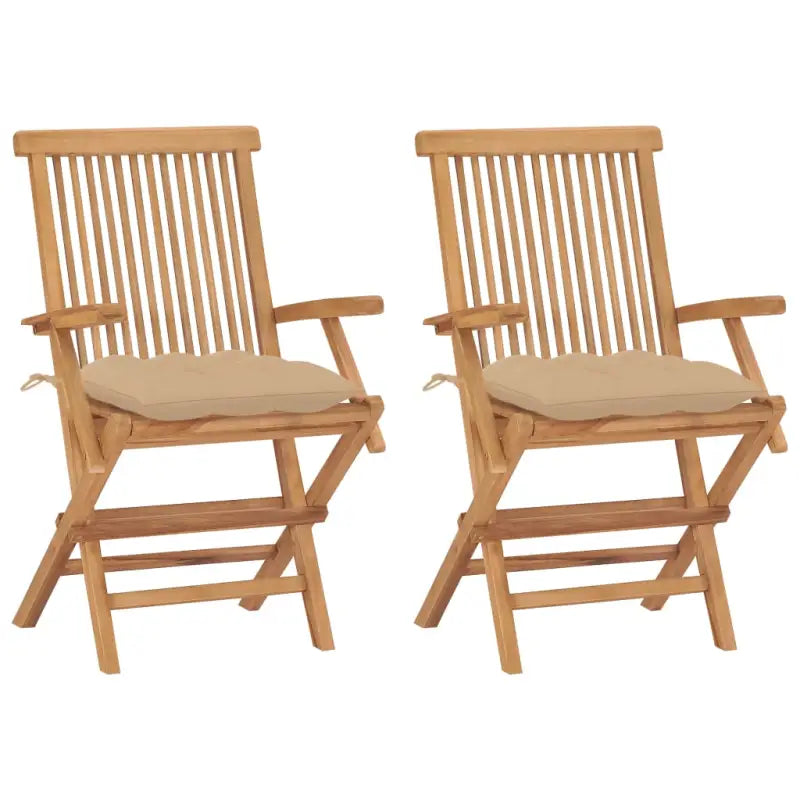Fijn geschuurde houten tuinstoelen set voor terras en tuin - Beige / 2 - Tuinstoelen