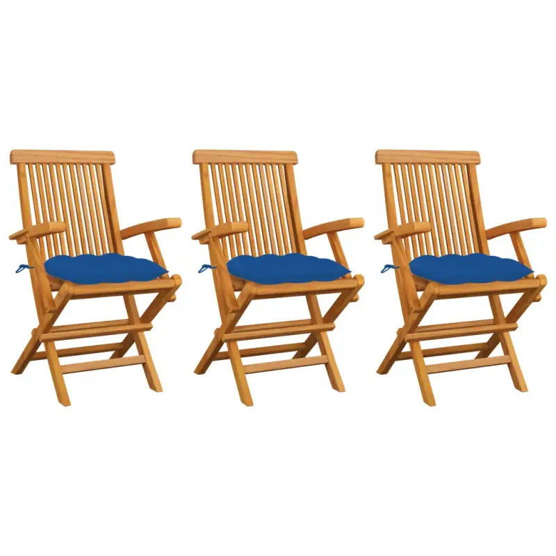 Fijn geschuurde houten tuinstoelen set voor terras en tuin - Blauw / 3 - Tuinstoelen