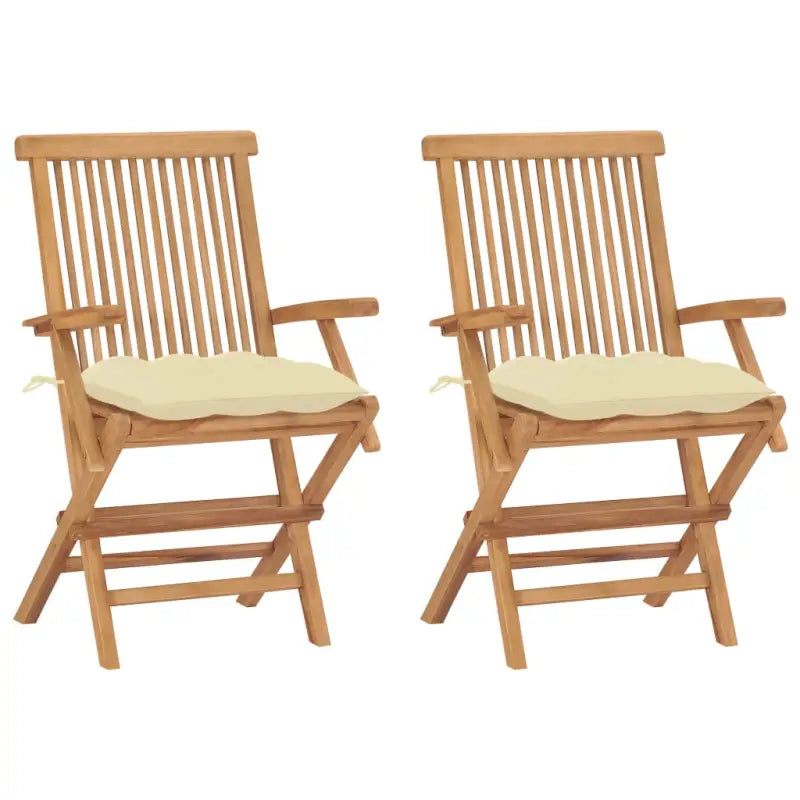 Fijn geschuurde houten tuinstoelen set voor terras en tuin - Crème / 2 - Tuinstoelen