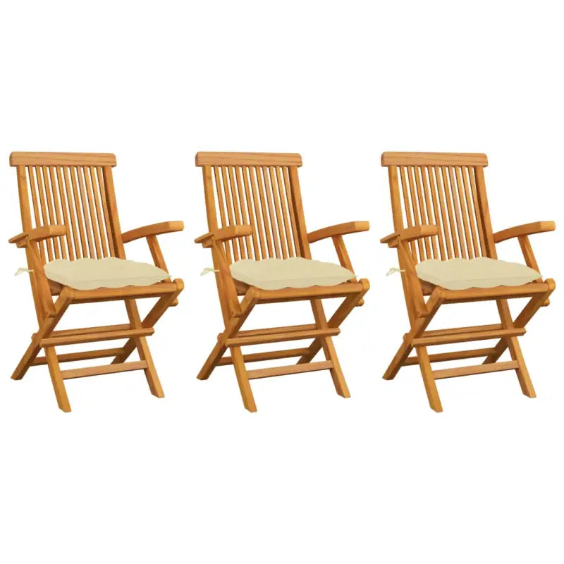 Fijn geschuurde houten tuinstoelen set voor terras en tuin - Crème / 3 - Tuinstoelen