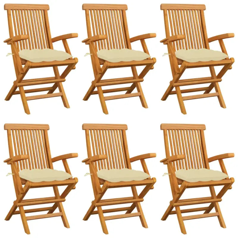 Fijn geschuurde houten tuinstoelen set voor terras en tuin - Crème / 6 - Tuinstoelen