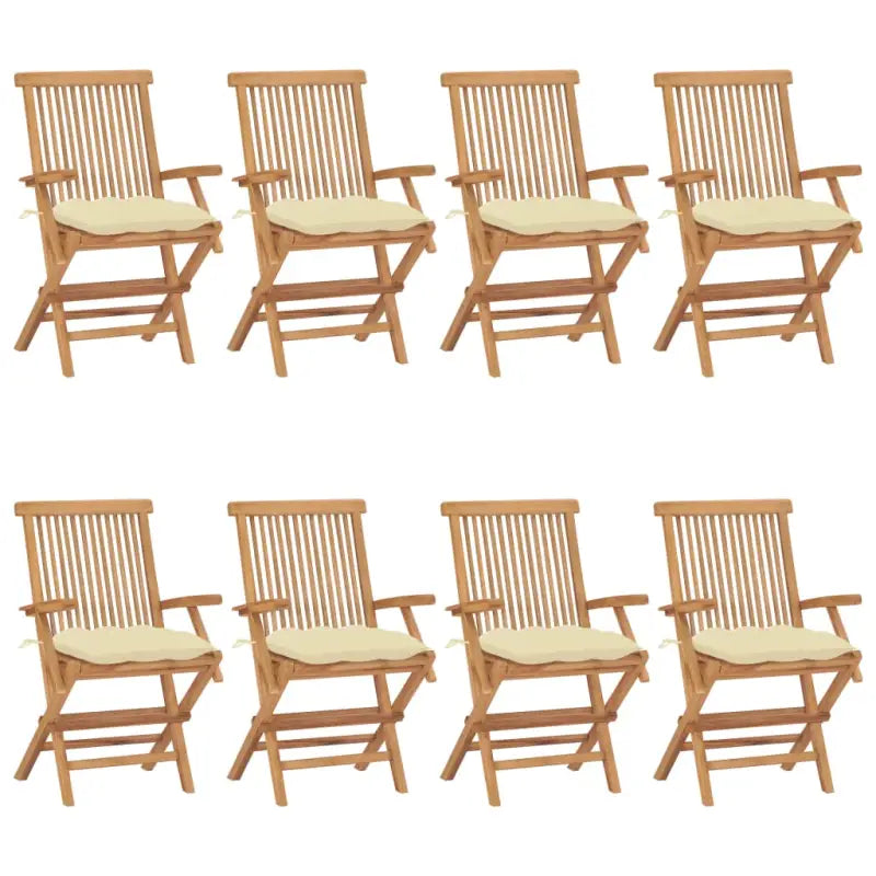 Fijn geschuurde houten tuinstoelen set voor terras en tuin - Crème / 8 - Tuinstoelen