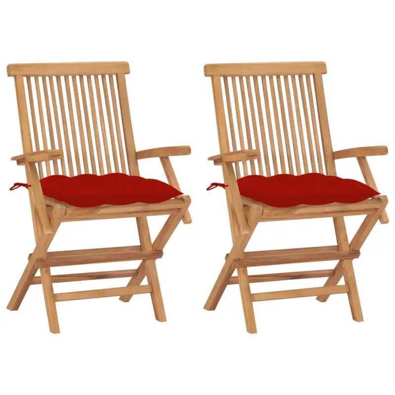 Fijn geschuurde houten tuinstoelen set voor terras en tuin - Rood / 2 - Tuinstoelen