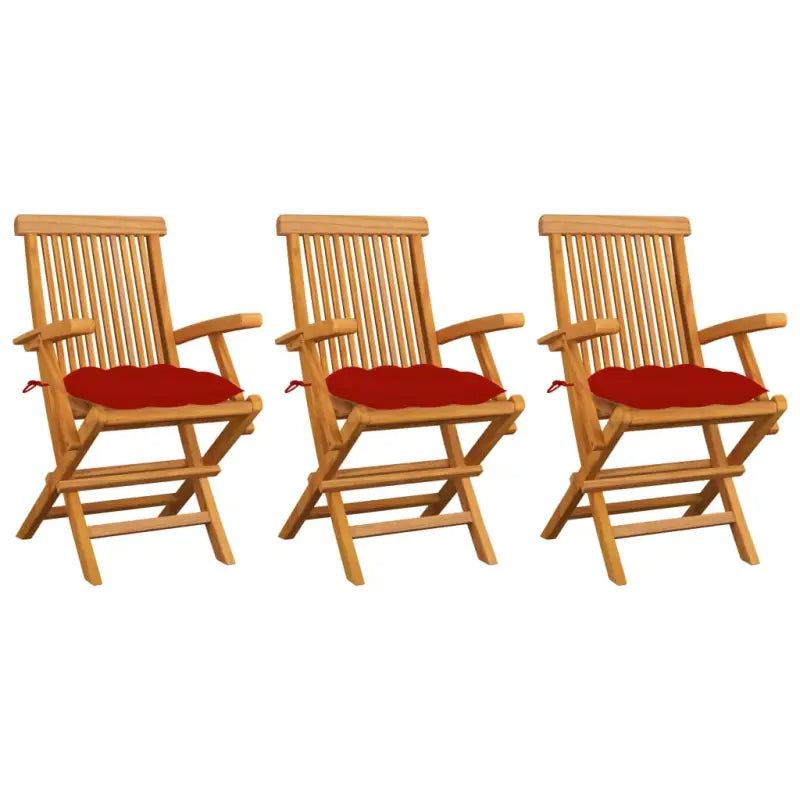 Fijn geschuurde houten tuinstoelen set voor terras en tuin - Rood / 3 - Tuinstoelen