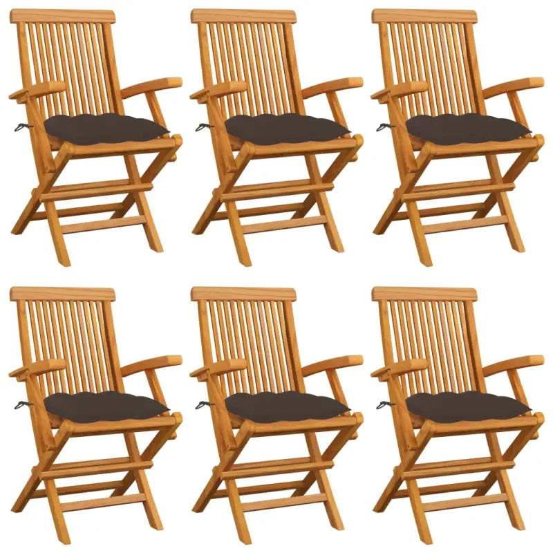 Fijn geschuurde houten tuinstoelen set voor terras en tuin - Taupe / 6 - Tuinstoelen