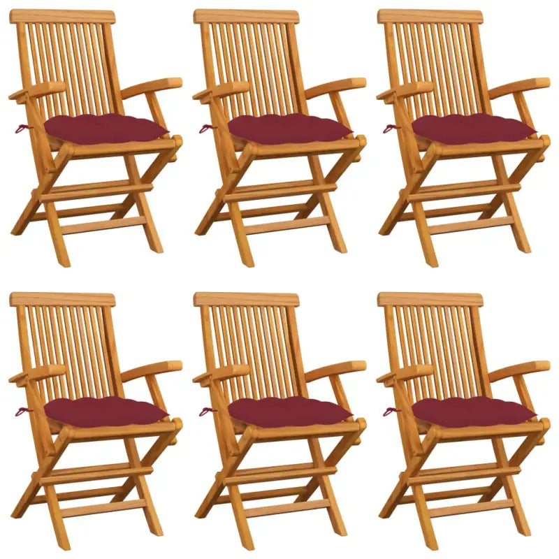 Fijn geschuurde houten tuinstoelen set voor terras en tuin - Wijnrood / 6 - Tuinstoelen