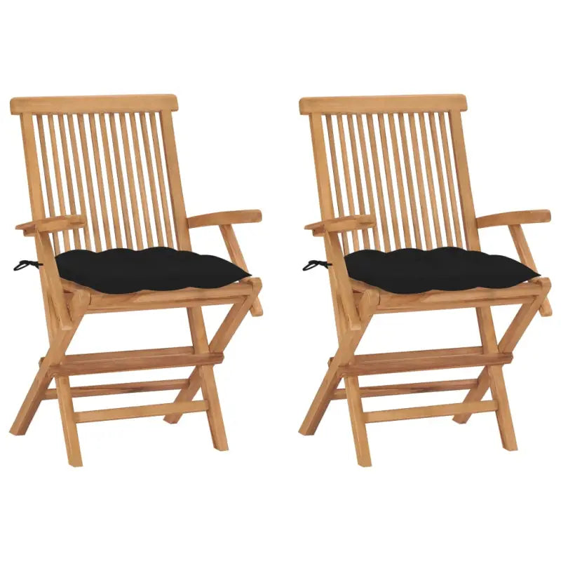Fijn geschuurde houten tuinstoelen set voor terras en tuin - Zwart / 2 - Tuinstoelen