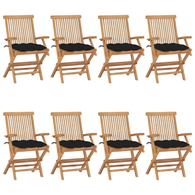 Fijn geschuurde houten tuinstoelen set voor terras en tuin - Zwart / 8 - Tuinstoelen