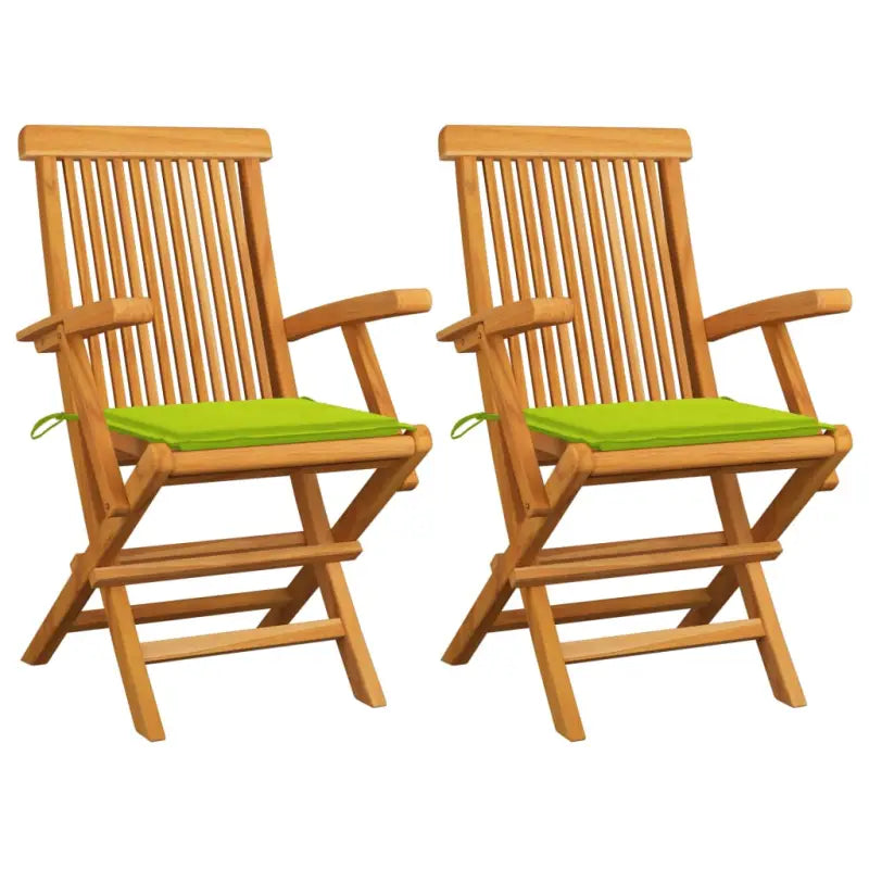 Fijn geschuurde houten tuinstoelen set voor tuin en terras - Heldergroen / 2 - Tuinstoelen