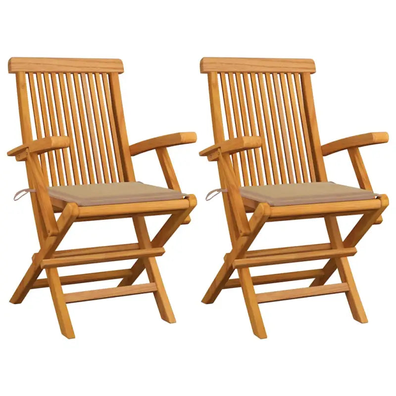 Fijn geschuurde houten tuinstoelen set voor tuin en terras - Beige / 2 - Tuinstoelen