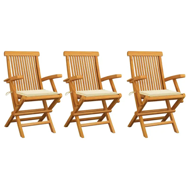 Fijn geschuurde houten tuinstoelen set voor tuin en terras - Crème / 3 - Tuinstoelen