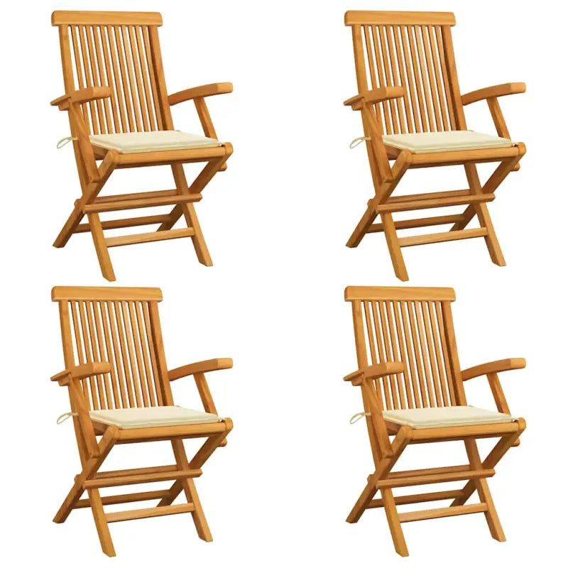 Fijn geschuurde houten tuinstoelen set voor tuin en terras - Crème / 4 - Tuinstoelen