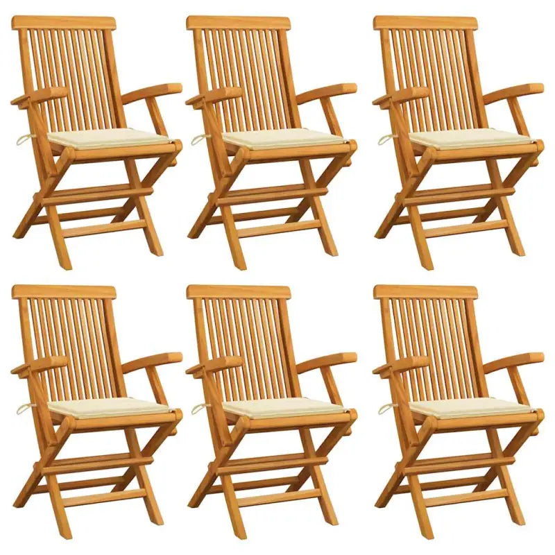 Fijn geschuurde houten tuinstoelen set voor tuin en terras - Crème / 6 - Tuinstoelen