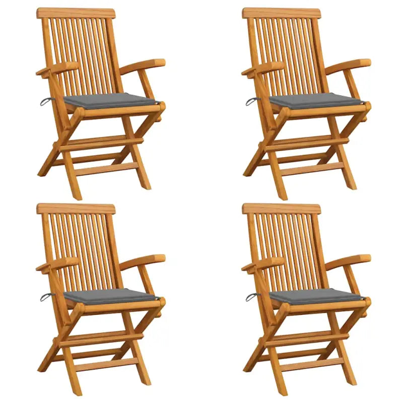 Fijn geschuurde houten tuinstoelen set voor tuin en terras - Grijs / 4 - Tuinstoelen