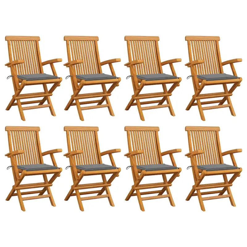Fijn geschuurde houten tuinstoelen set voor tuin en terras - Grijs / 8 - Tuinstoelen