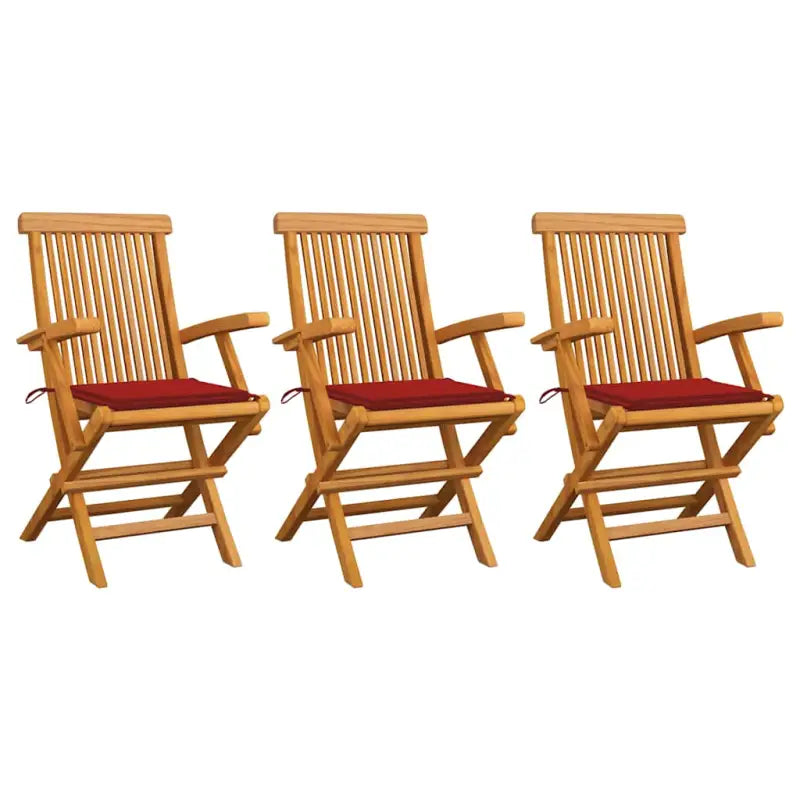 Fijn geschuurde houten tuinstoelen set voor tuin en terras - Rood / 3 - Tuinstoelen