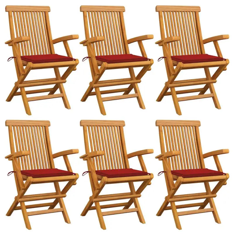 Fijn geschuurde houten tuinstoelen set voor tuin en terras - Rood / 6 - Tuinstoelen