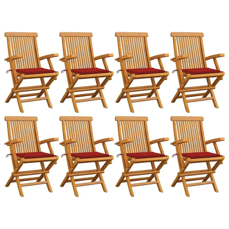Fijn geschuurde houten tuinstoelen set voor tuin en terras - Rood / 8 - Tuinstoelen