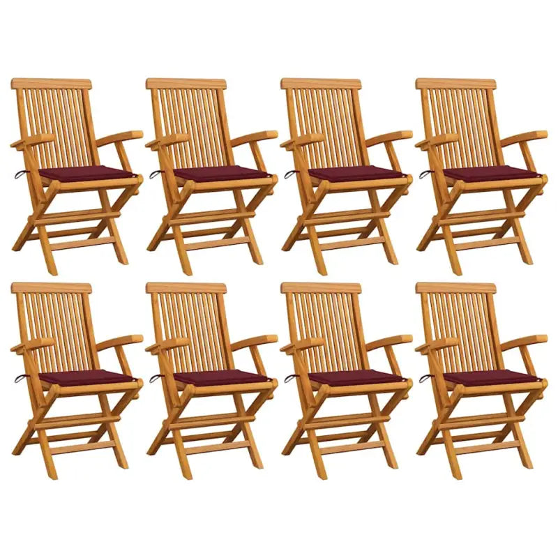 Fijn geschuurde houten tuinstoelen set voor tuin en terras - Wijnrood / 8 - Tuinstoelen